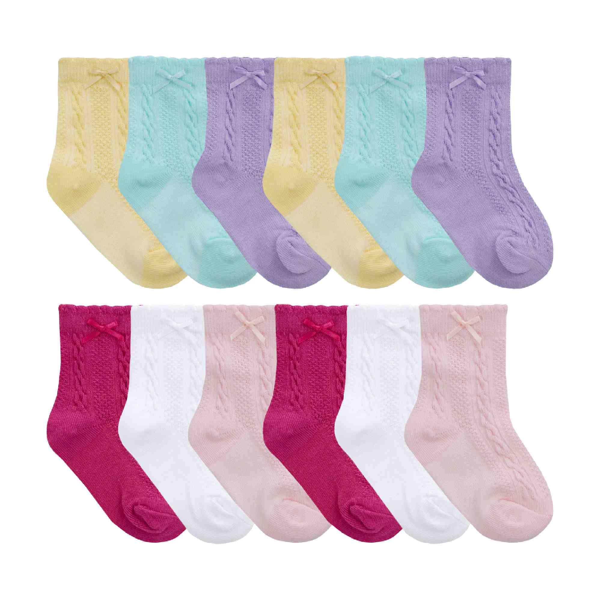 12 Pack Baby Girl Soft Cotton Cute Socks with Bow