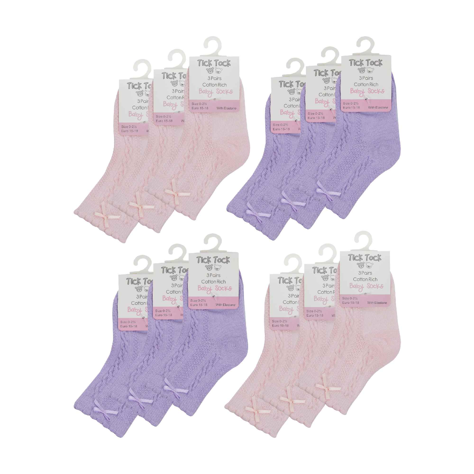 12 Pack Baby Girl Soft Cotton Cute Socks with Bow