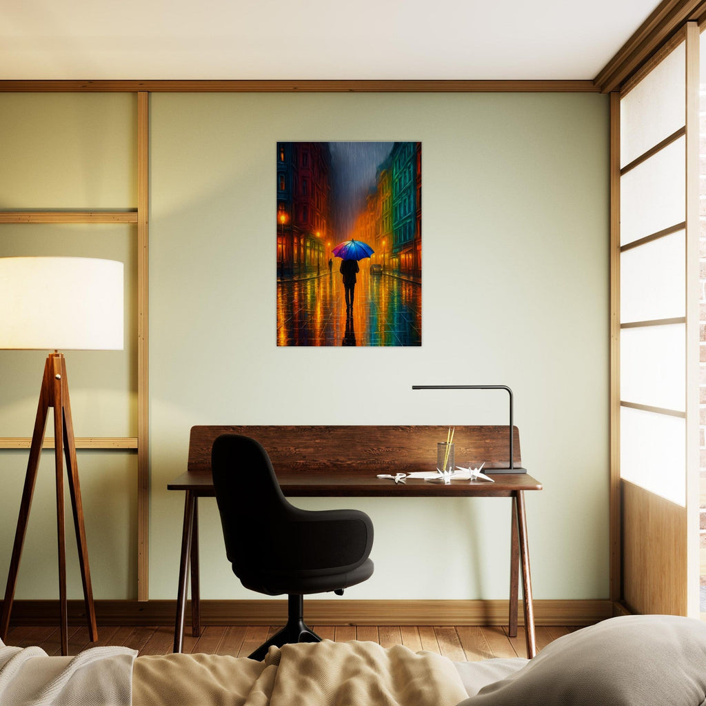 Reflections in the Rain Wall Art – Moody Urban Street Scene Poster
