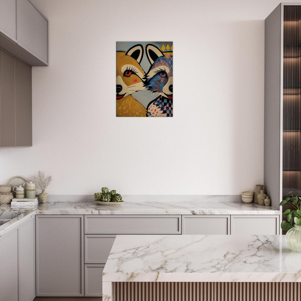 Stylized Raccoons Canvas Print  – Abstract Expressionist Canvas Wall Art