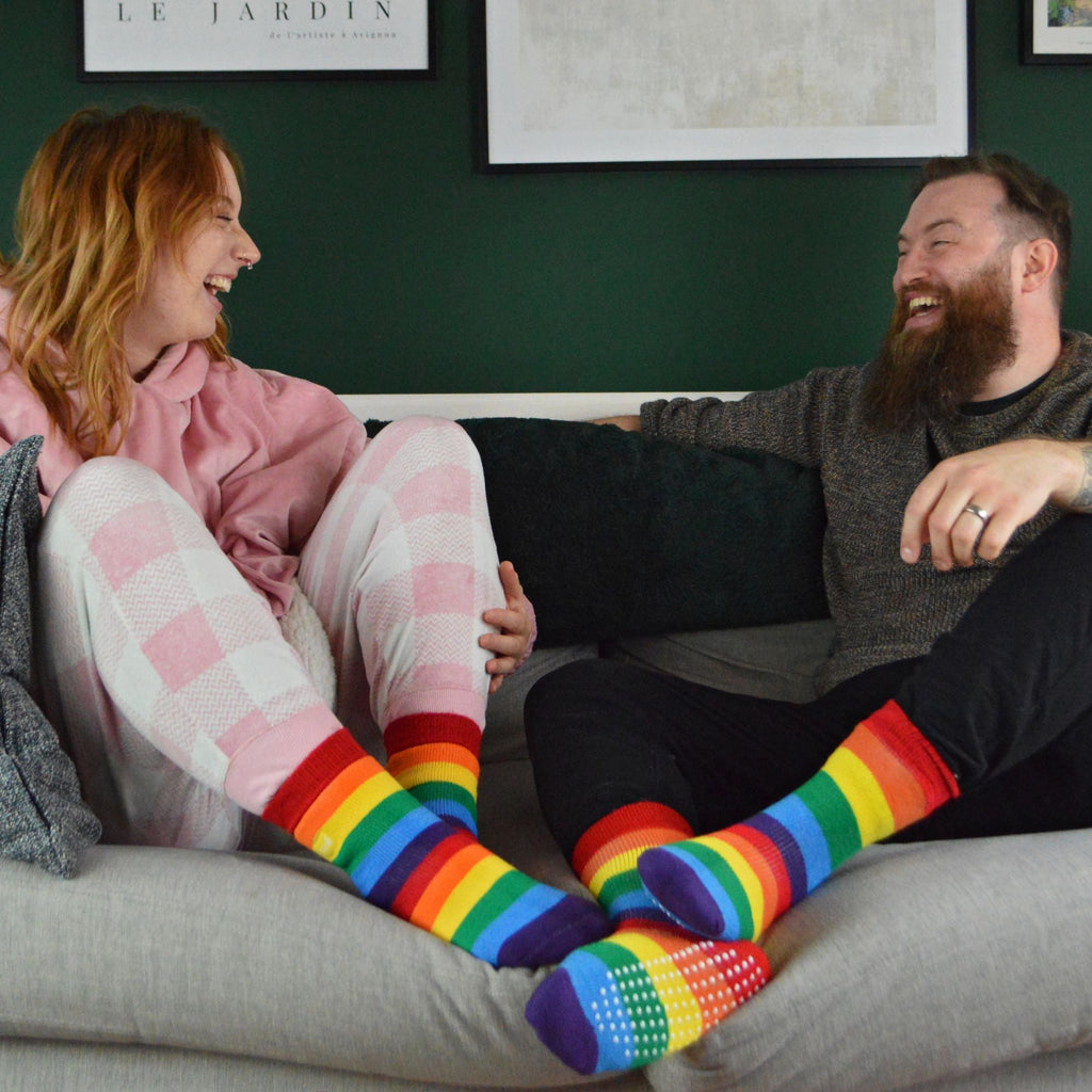 1 Pack Rainbow Striped Thermal Socks for Winter