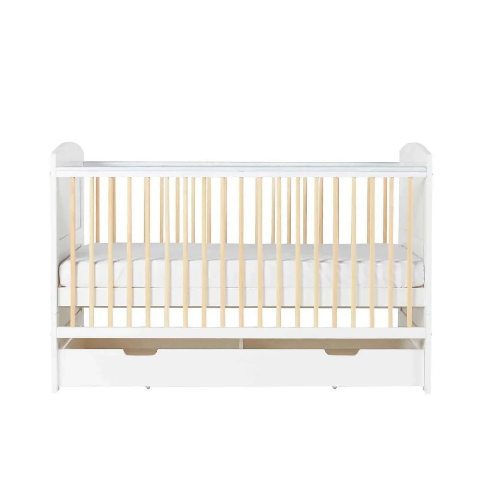 Ickle Bubba Coleby Scandi Cot Bed with Under Drawer Scandi White - Fibre Mattress