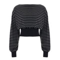 Retro Striped Cropped Top With A Cinched Waist Designslimming And Navel-baring