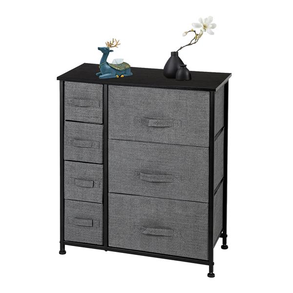 Dresser With 7 Drawers - Furniture Storage Tower Unit For Bedroom, Hallway, Closet, Office Organization - Steel Frame, Wood Top, Easy Pull Fabric Bins, Grey