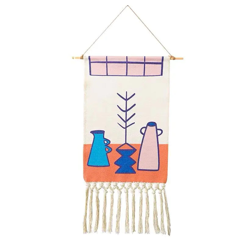 Handwoven Tassel Wall Hanging – Nordic Style Tapestry