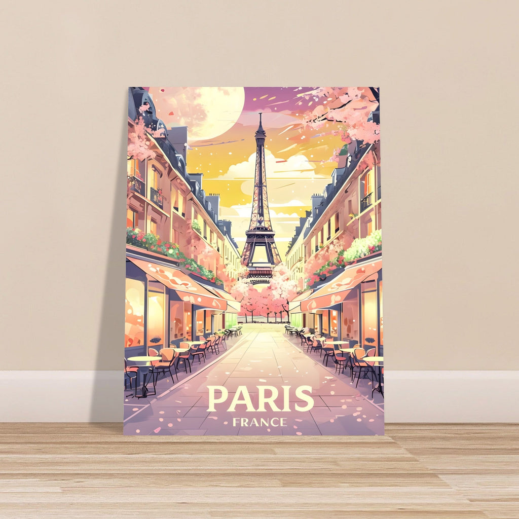 Paris Street Scene Wall Art - Eiffel Tower Sunset Print | Vibrant Parisian Cityscape Poster | Travel & Home Decor Gift
