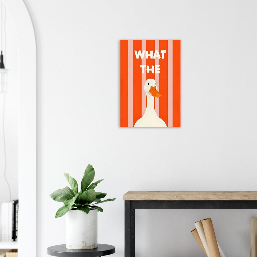 What The Duck: Funny Minimalist Animal Poster - Bold Stripes & Whimsical Design