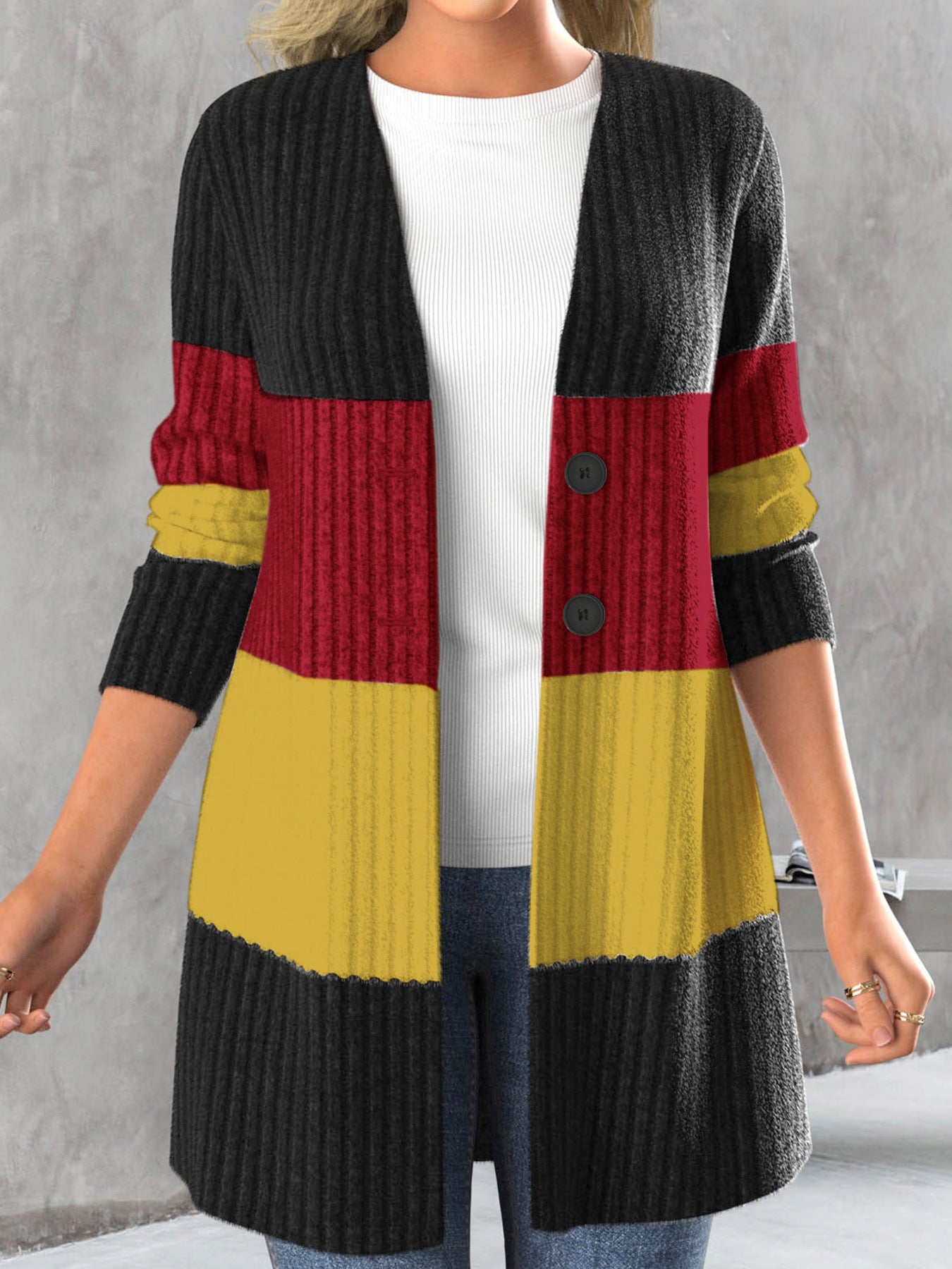 Women's Long-sleeve Striped Bohemian-style Jacket