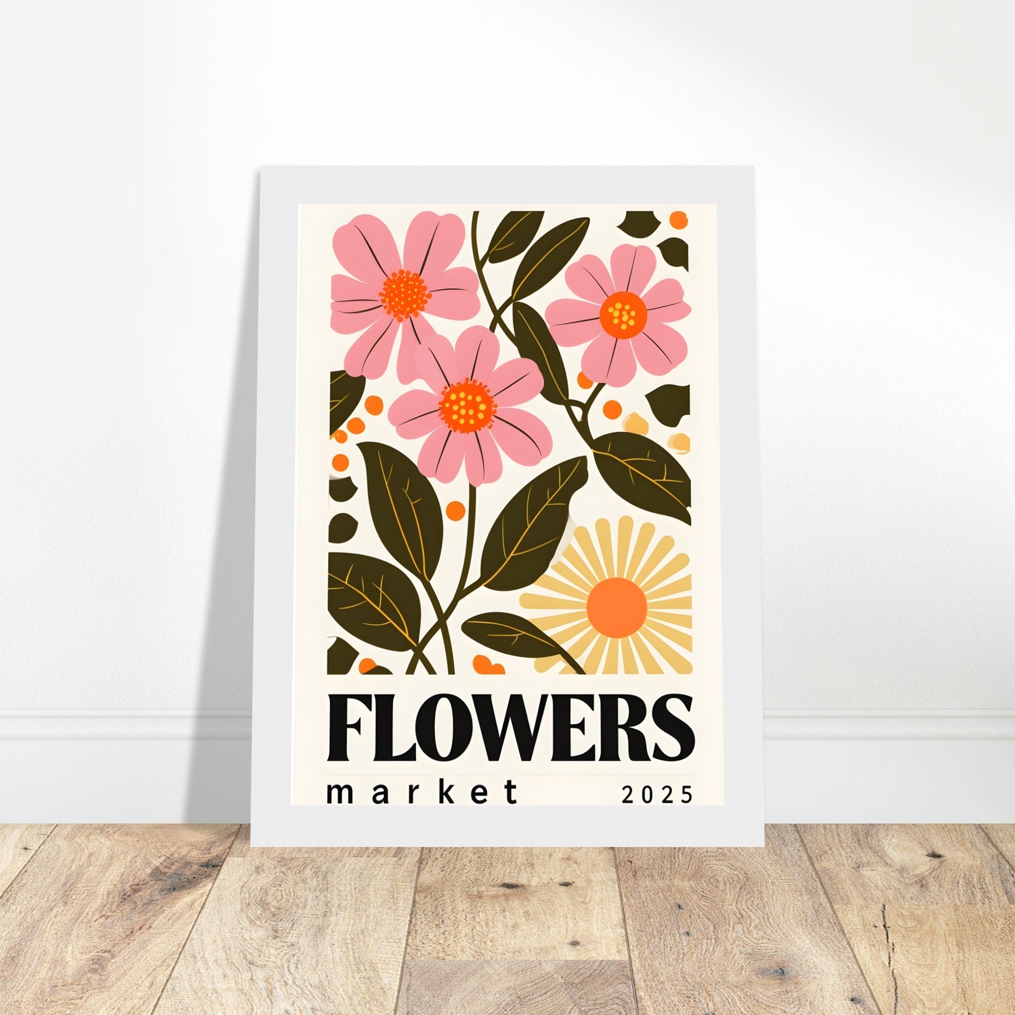 Minimalist Flower & Typography Framed Poster – Modern Floral Wall Art
