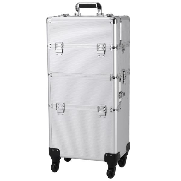 3 in 1 Aluminum Cosmetic Makeup Case Tattoo Box Silver