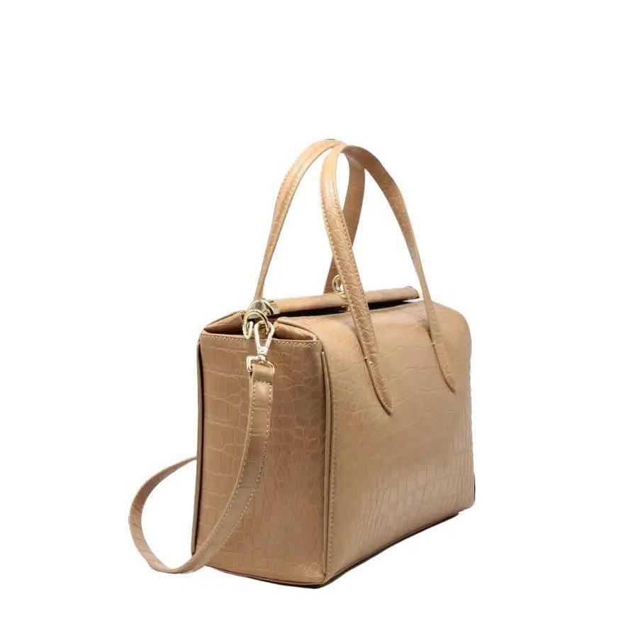 Biface rigid crocodile effect handbag