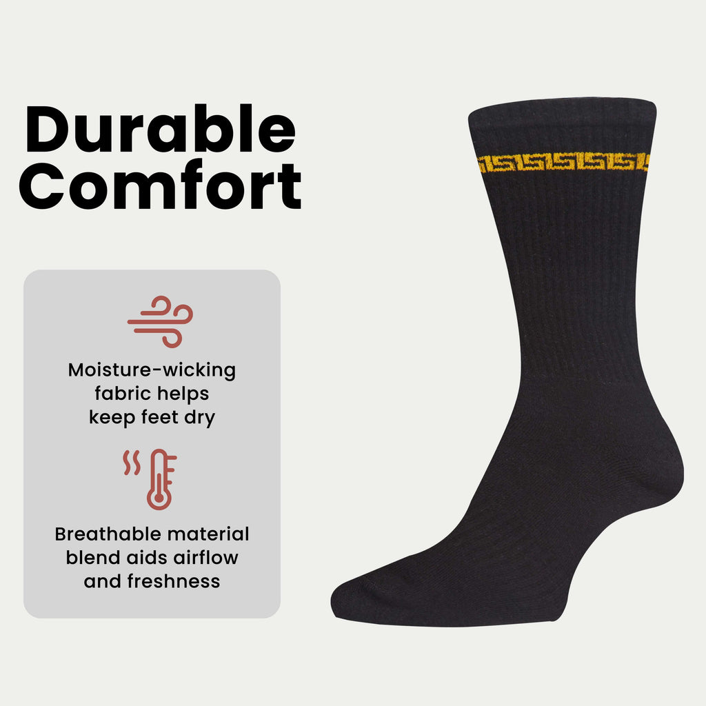 5 Pack Men's Greek Design Sparta Sport Socks Cotton Durable Blend for Sports Casual & Everyday Designer Wear by Sock Stack