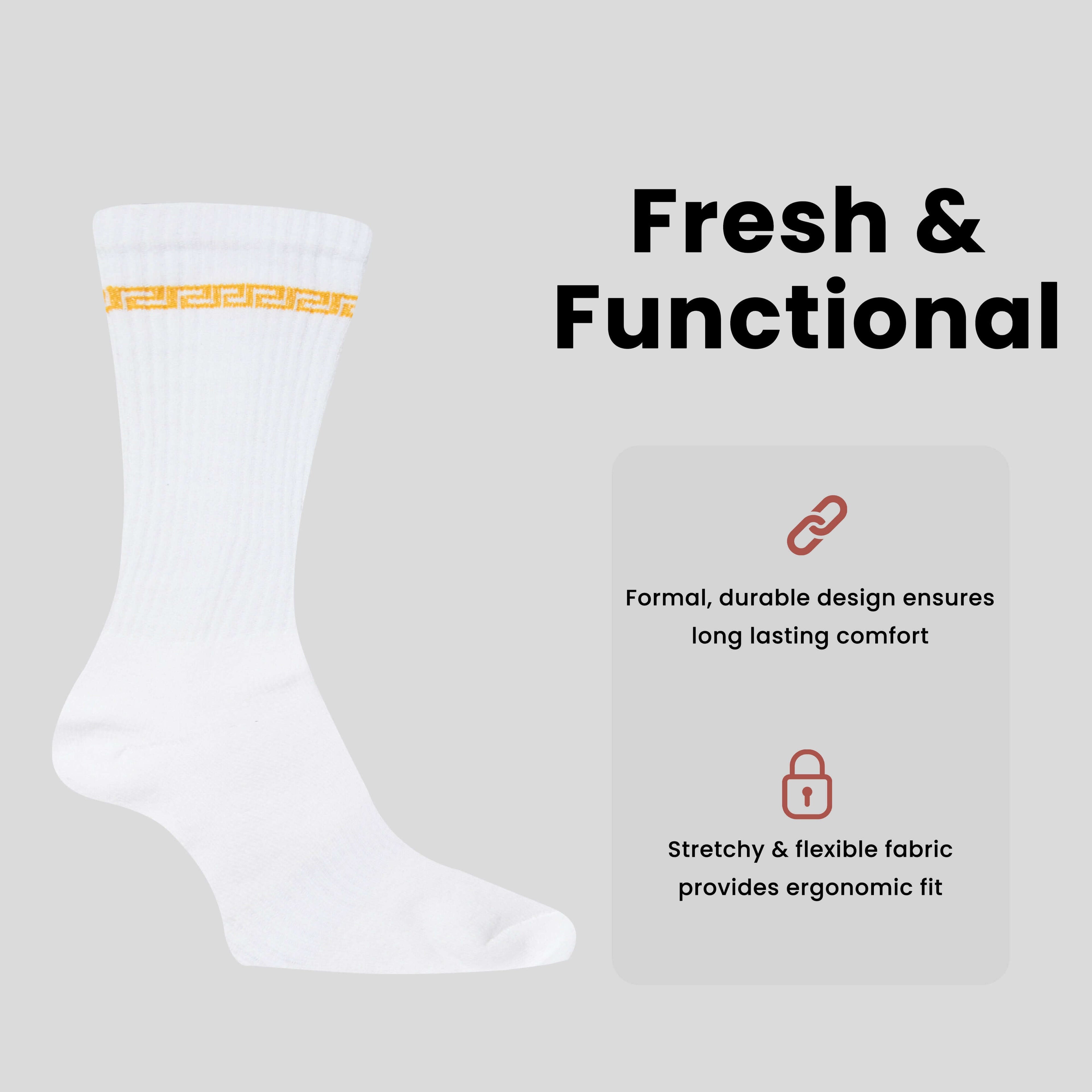 5 Pack Men's Greek Design Sparta Sport Socks Cotton Durable Blend for Sports Casual & Everyday Designer Wear by Sock Stack