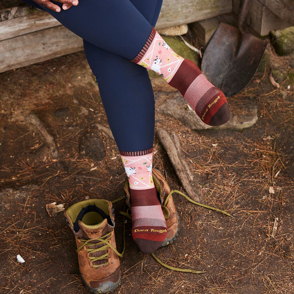 Ladies Merino Wool Animal Patterned Hiking Boot Socks