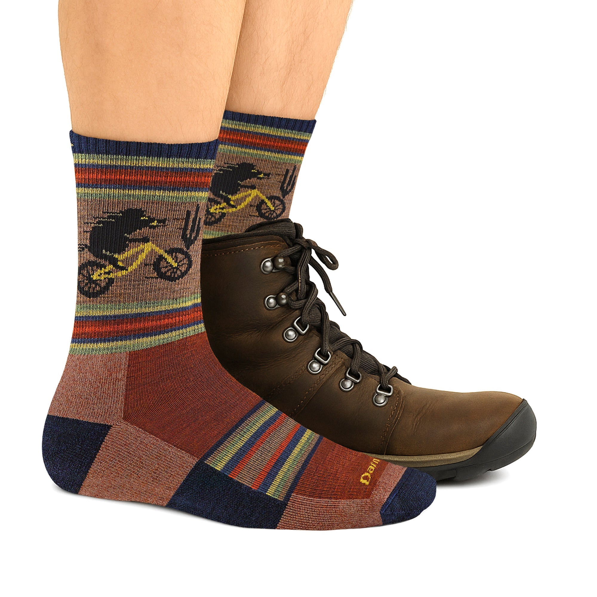 Mens Animal Patterned Micro Crew Lightweight Hiking Merino Wool Socks