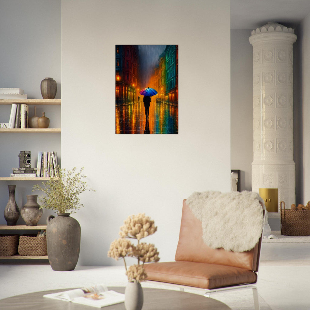 Reflections in the Rain Wall Art – Moody Urban Street Scene Poster