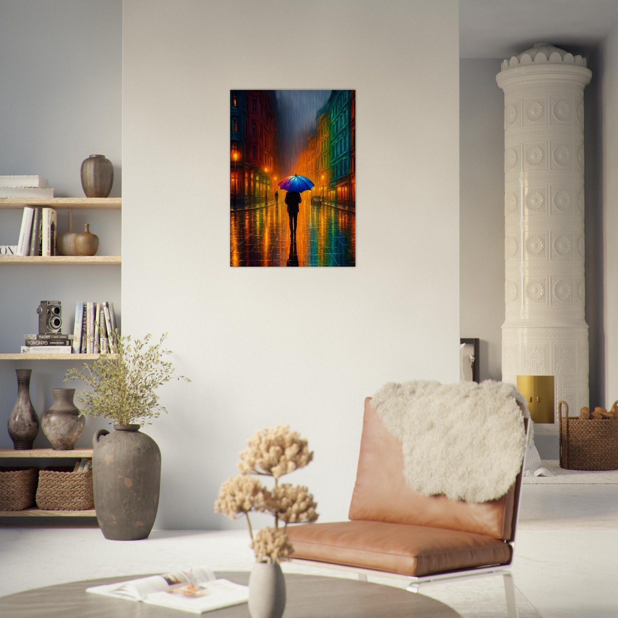 Reflections in the Rain Wall Art – Moody Urban Street Scene Poster