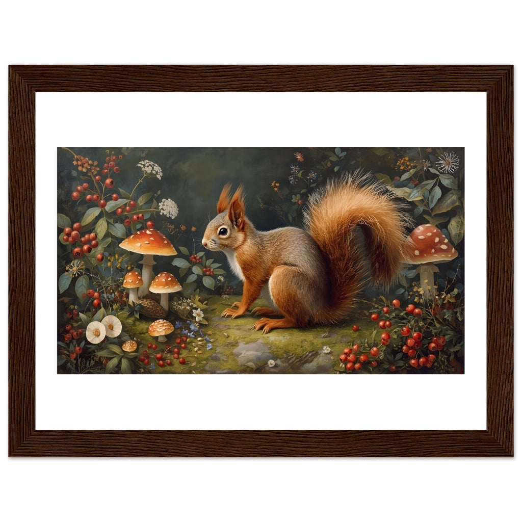 Woodland Squirrel Framed Print – Rustic Nature Wall Art