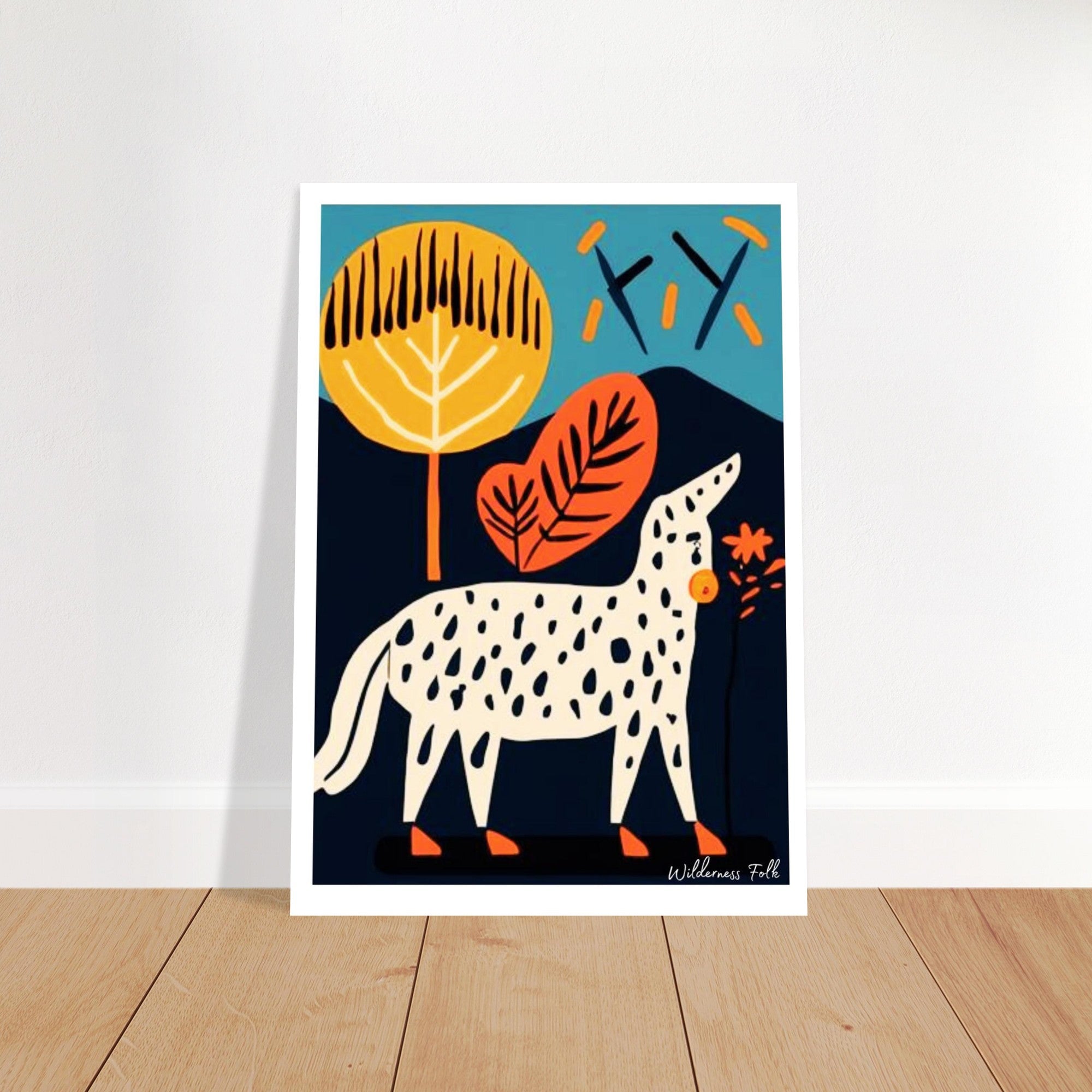 Stylish Folk Art Poster - Modern Animal Illustration - Scandinavian Wall Décor