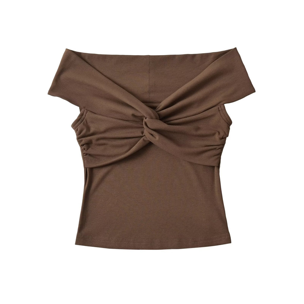 Pleated Twisted And Layered Short-sleeve T-shirt