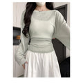 Outerwear Slightly Sheer Air-conditioning T-shirt With A Fitted Waist And Off-the-shoulder Design