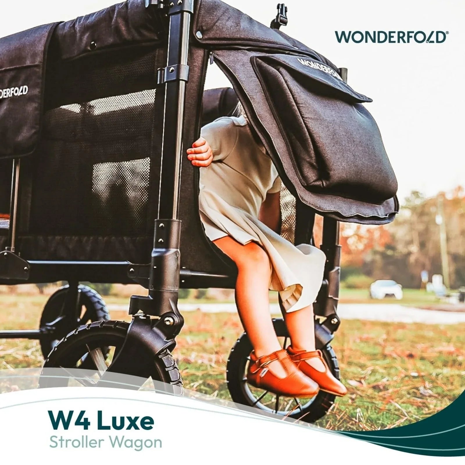 Wonderfold W4 Luxe Pro Stroller Wagon - Charcoal Grey