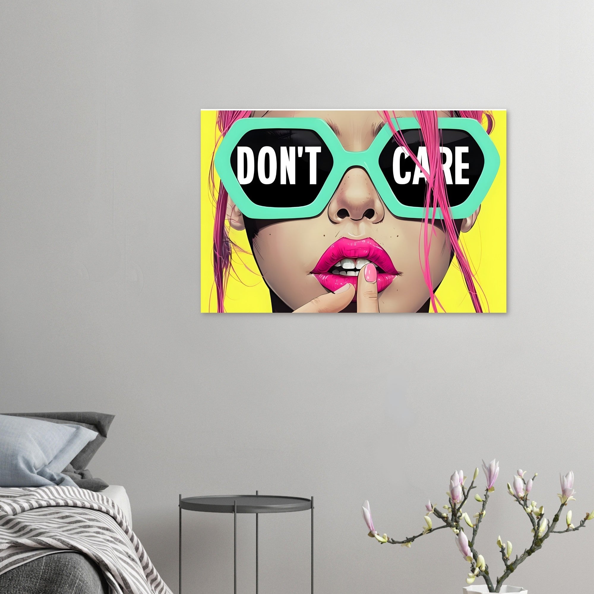 Bold Attitude Art Print | "I Don't Care" Motivational Poster | Unique Wall Decor Gift