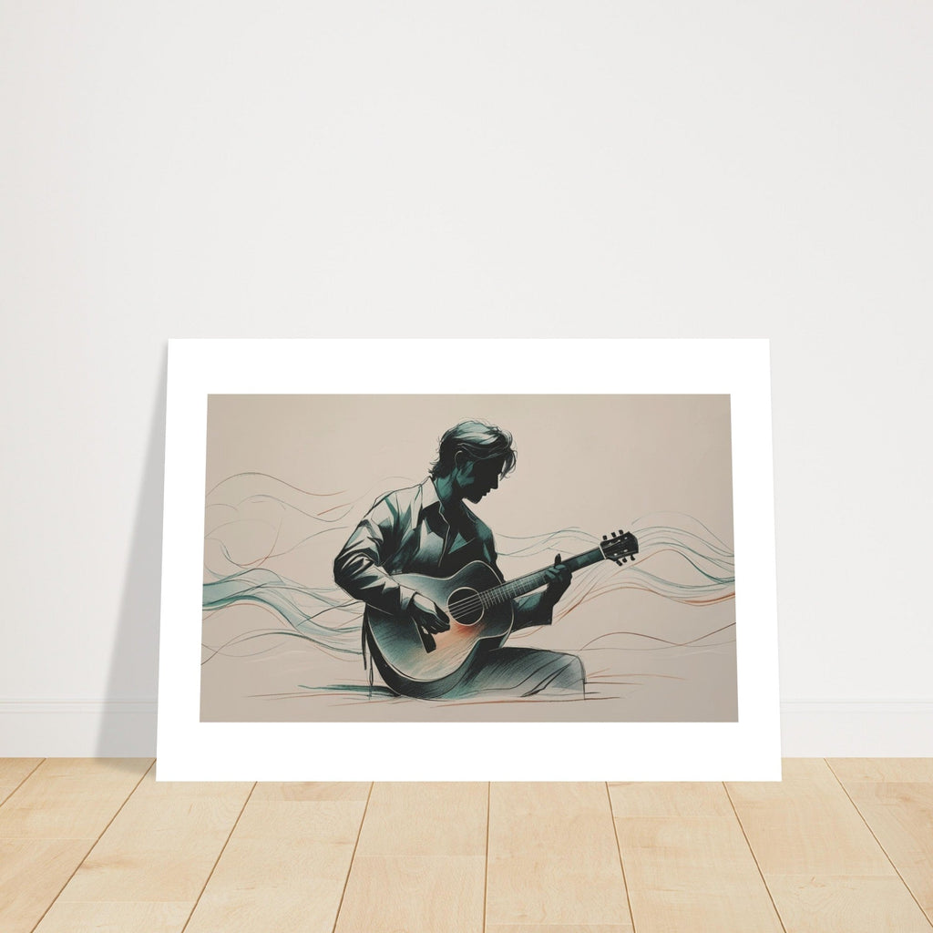 Elegant Guitar Player Wall Art - Abstract Acoustic Print