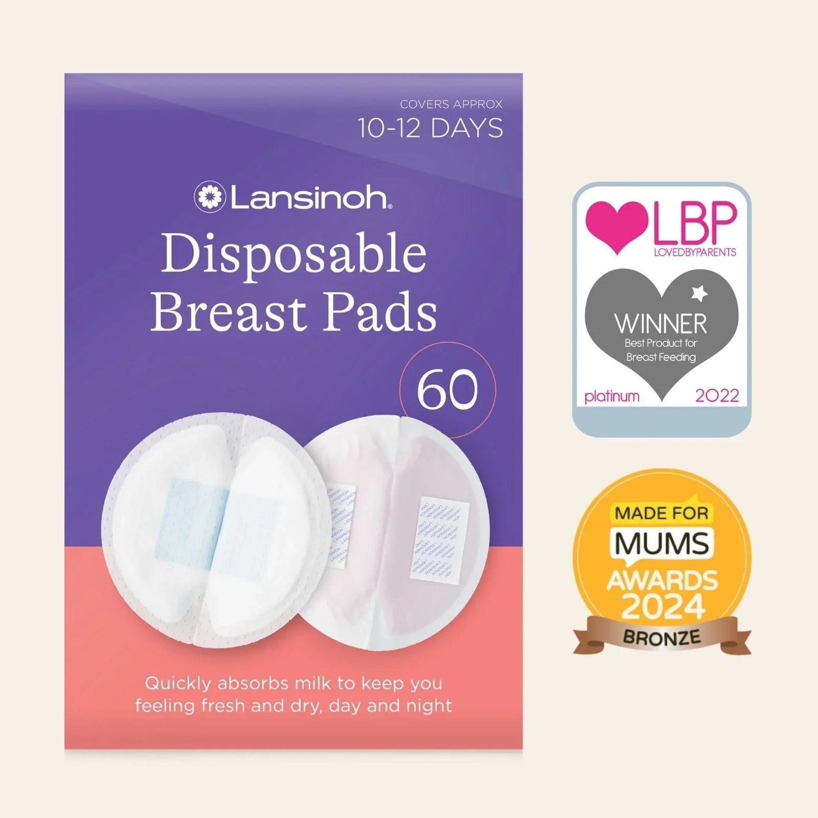 Lansinoh Ultra Thin Stay Dry Nursing Breast Pads 60 pcs