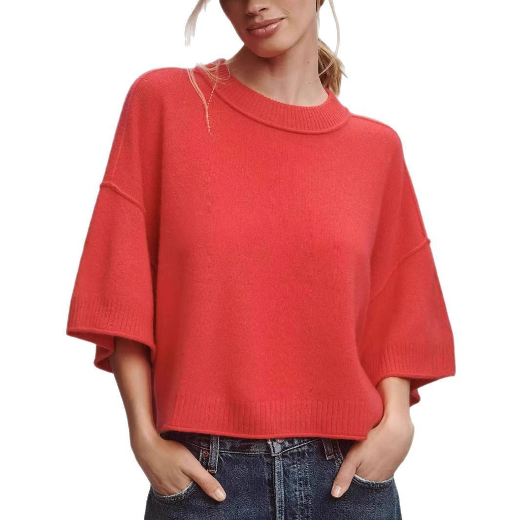 Hot Girl Style Solid Color Short T-shirt