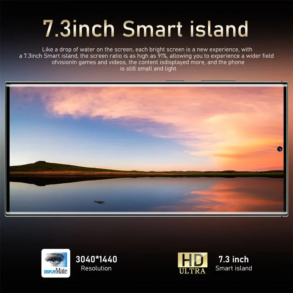 New Android Smartphone 7.3HD 5G Snapdragon 8 Gen 3 Cell phones 7800mAh Mobile