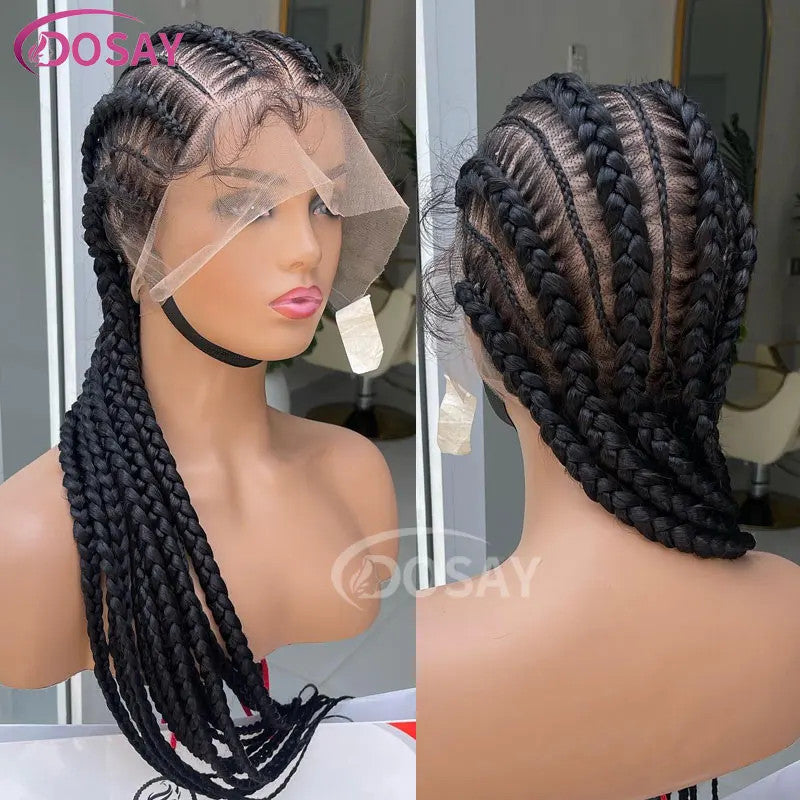 36" Full Lace Frontal Wigs Synthetic Jumbo Braided Wigs For Black Women Box