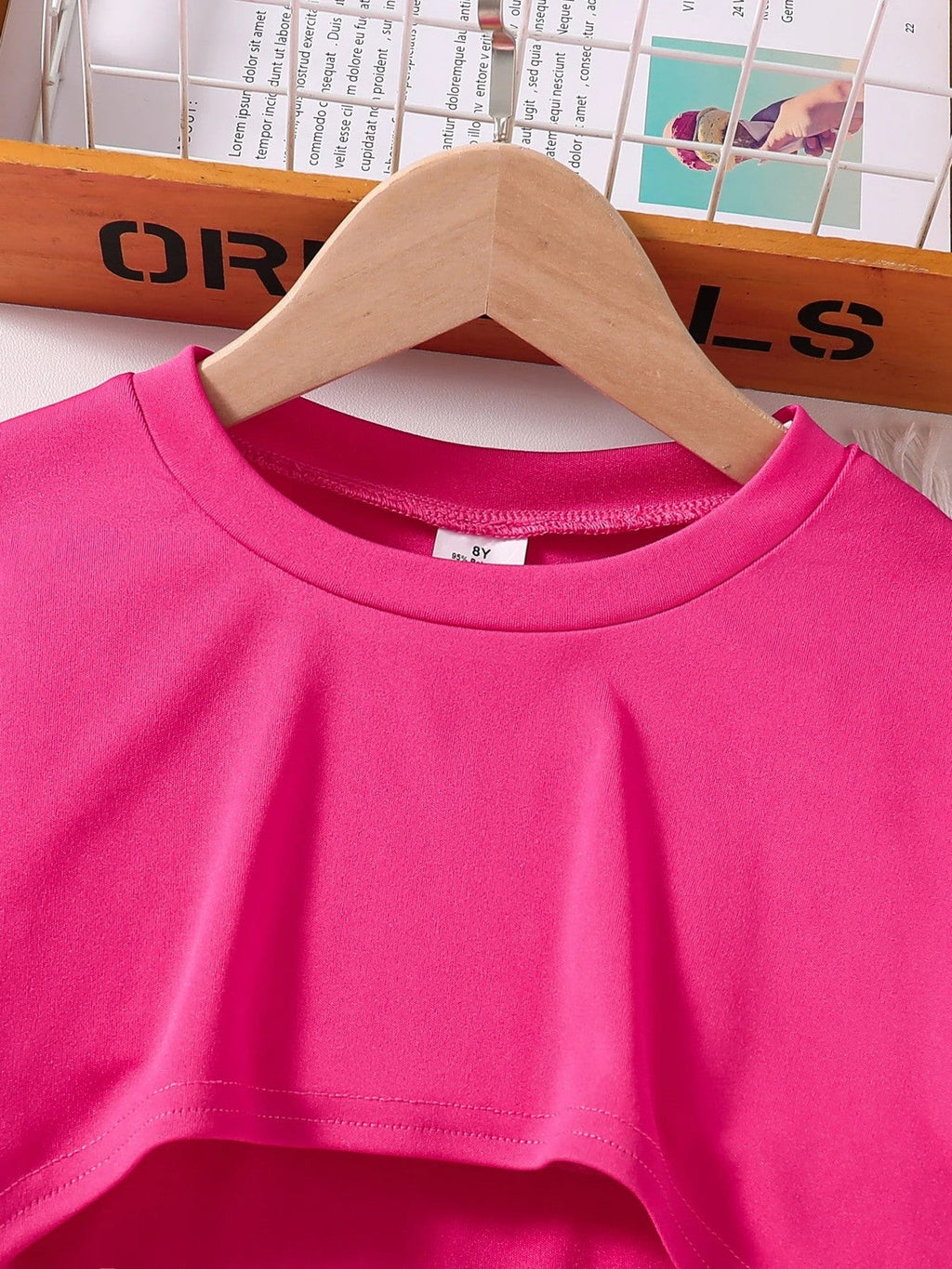 Girls' clothing set autumn fashion solid color round neck short top butterfly