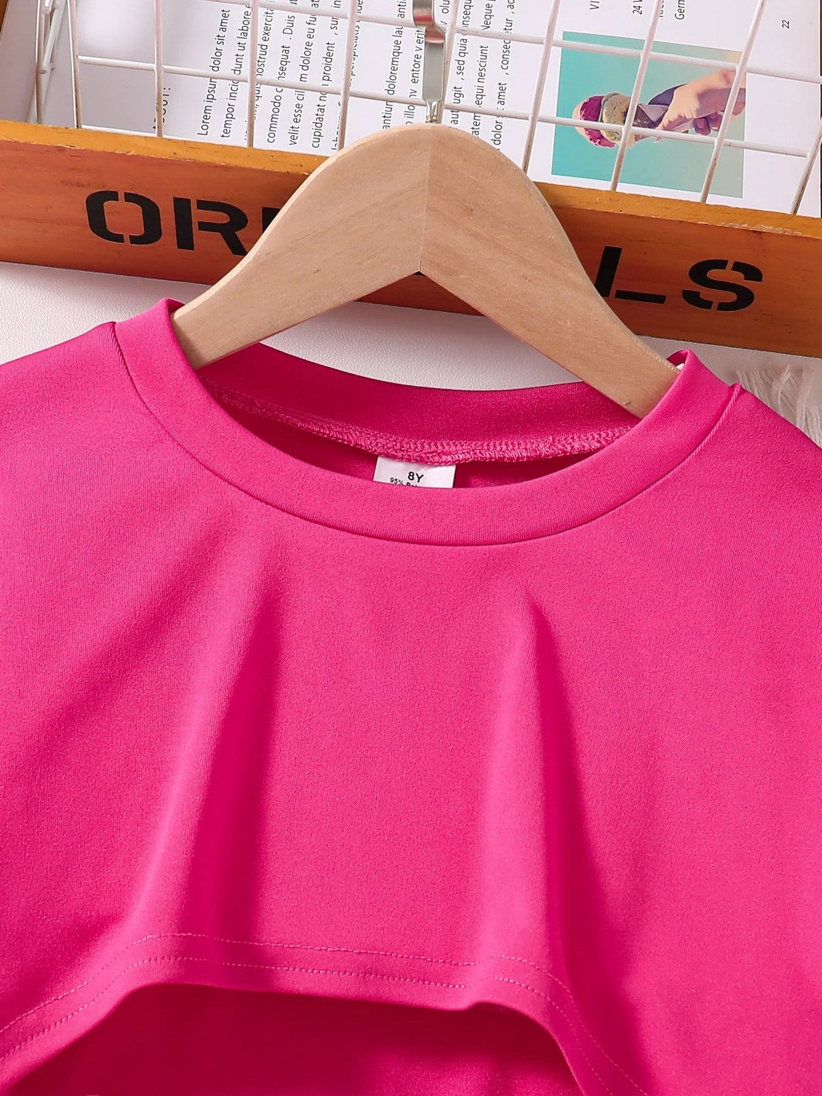 Girls' clothing set autumn fashion solid color round neck short top butterfly