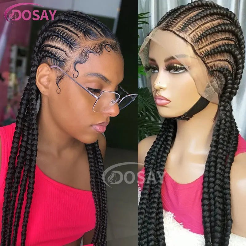 36" Full Lace Frontal Wigs Synthetic Jumbo Braided Wigs For Black Women Box