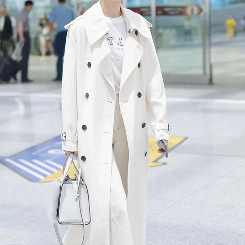 Women's Spring Autumn Fashionable Double-breasted Long Sleeve Coat