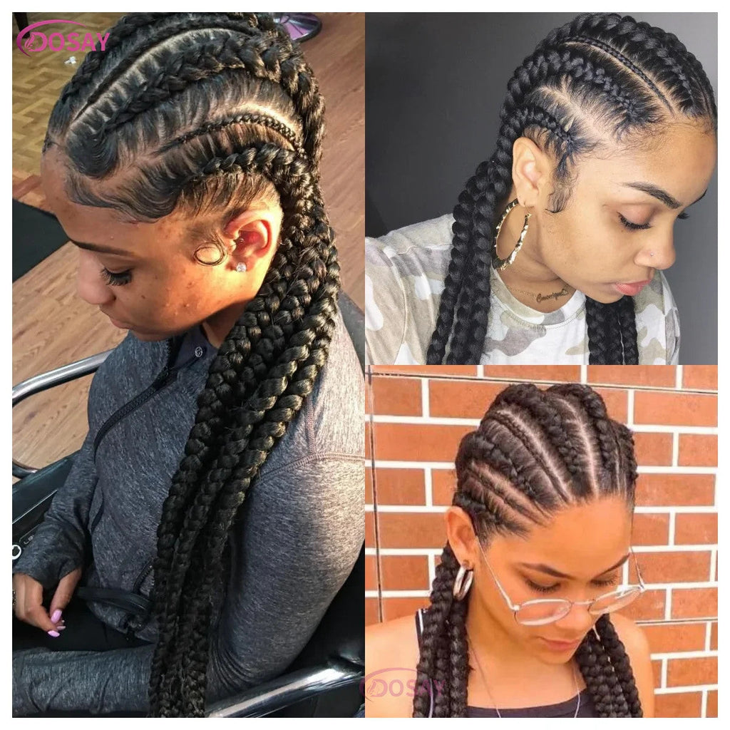 36" Cornrows Box Synthetic Hair Braided Wigs #27 Blonde Knotless Full Lace
