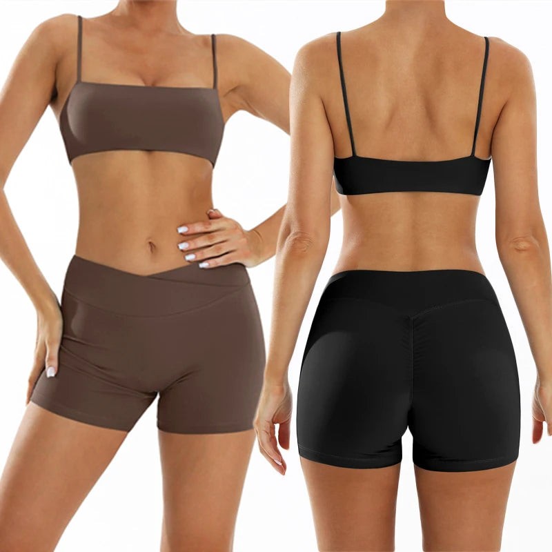 Butt Lifting Sports Set Shorts Gym Exercise Clothes Women's Yoga Suit For