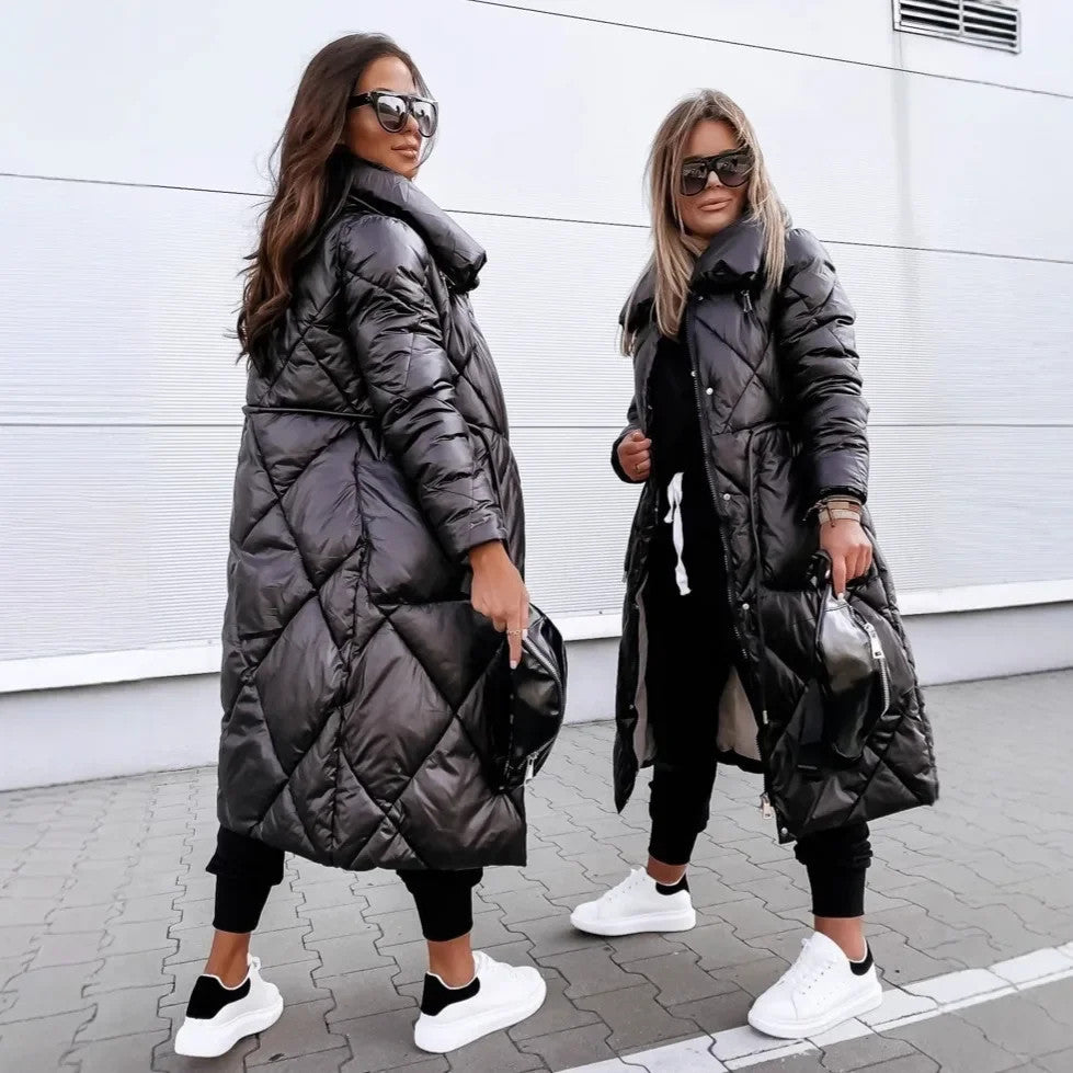 Women's Long Zipper Bright Cotton High Waist Quality Fashionable Jacket