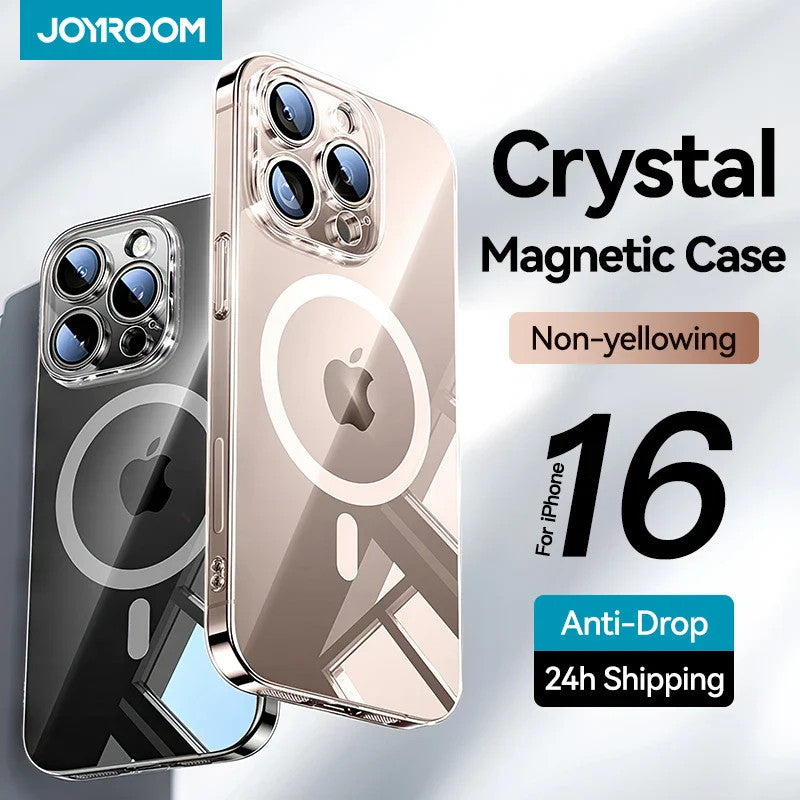 Joyroom Magnetic Case For iPhone 16 15 Pro Max Case Anti Yellow Transparent
