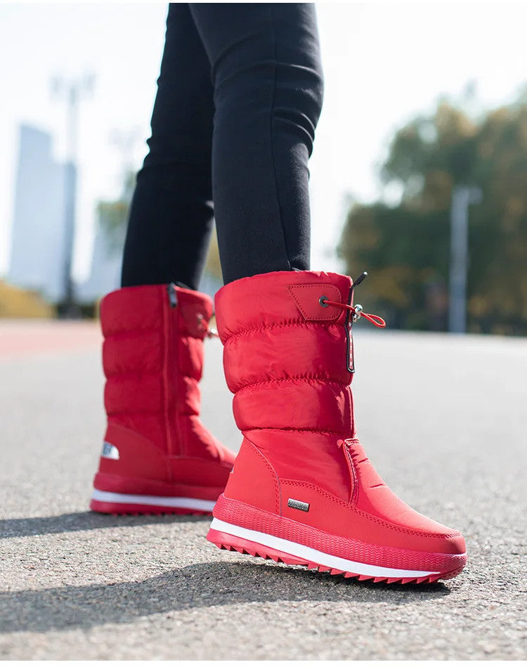 Winter women's Warm Plush Mid-calf Waterproof Snow Boot