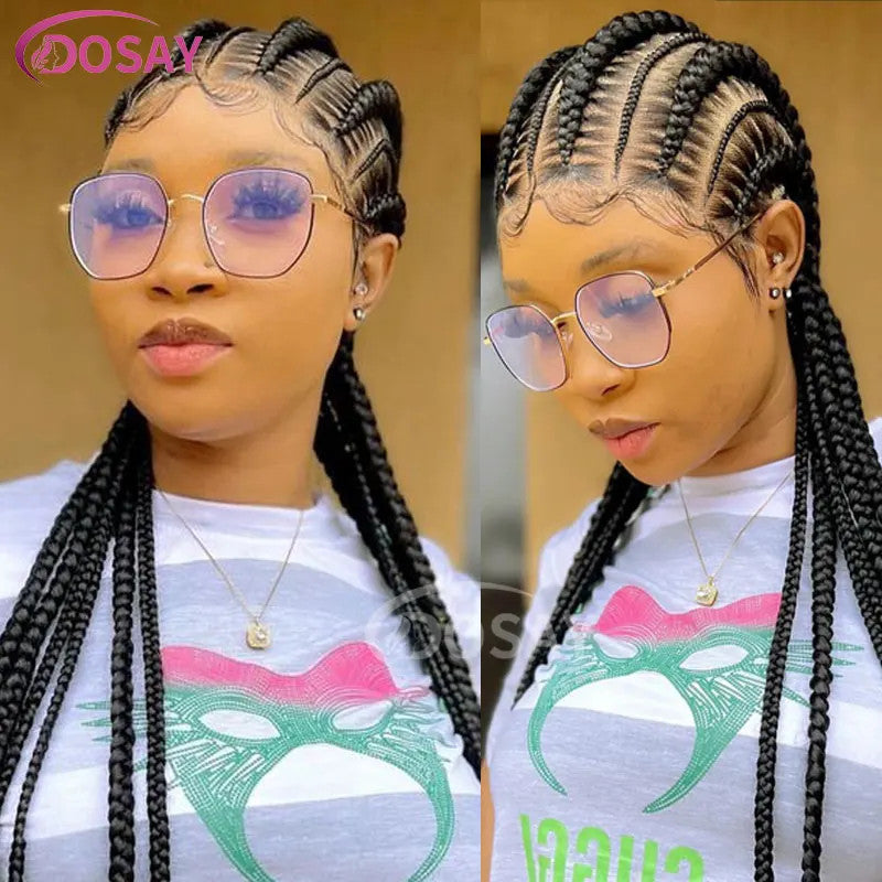 36" Full Lace Frontal Wigs Synthetic Jumbo Braided Wigs For Black Women Box