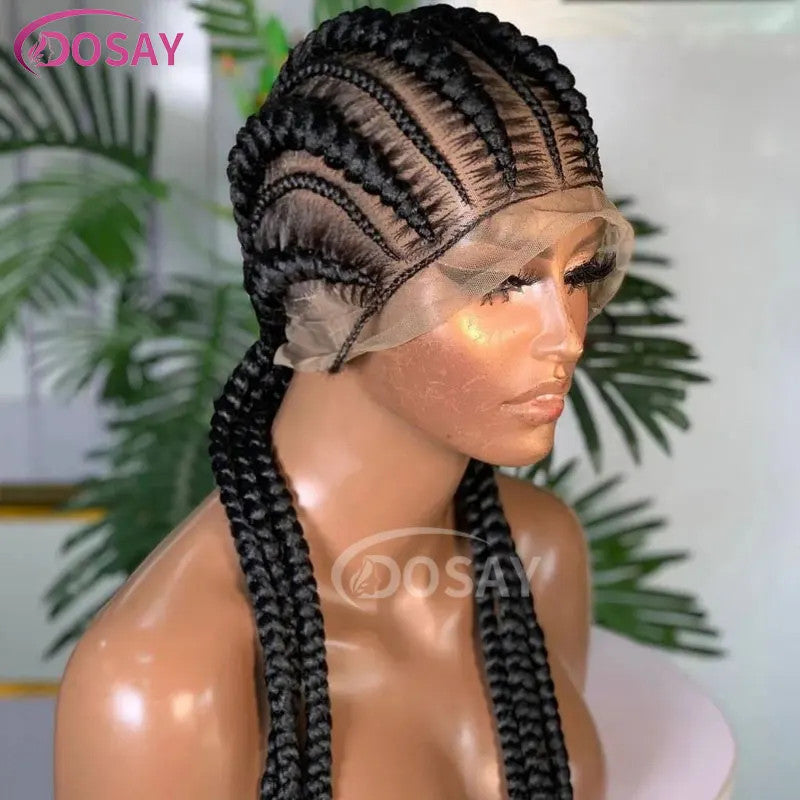 36" Full Lace Frontal Wigs Synthetic Jumbo Braided Wigs For Black Women Box