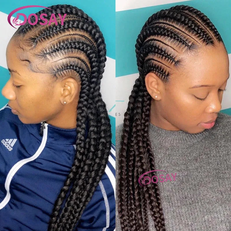 36" Full Lace Frontal Wigs Synthetic Jumbo Braided Wigs For Black Women Box