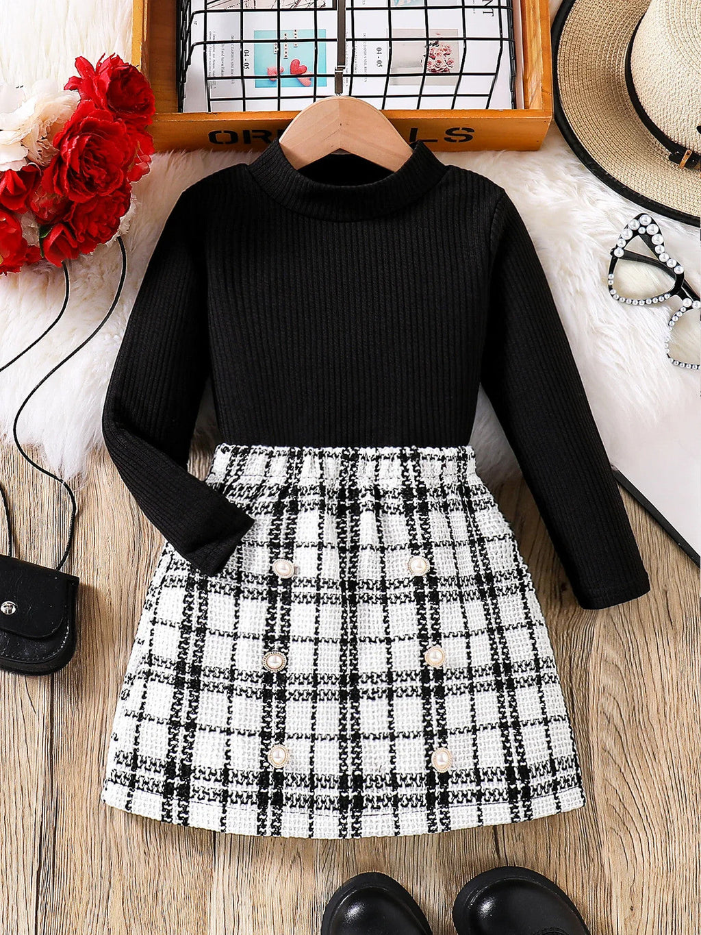 Spring and autumn fashion girls casual 2-piece micro elastic solid color