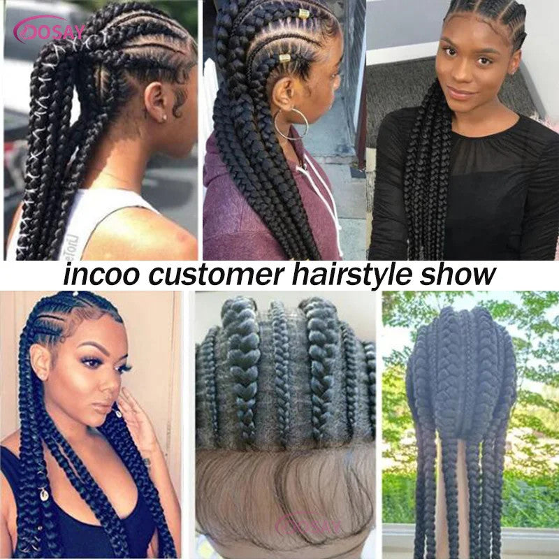 36" Cornrows Box Synthetic Hair Braided Wigs #27 Blonde Knotless Full Lace