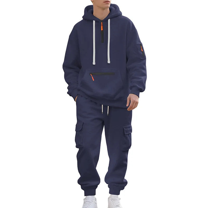 Men's 2 Piece Long Sleeve Athletic Full Zip Jogging Sweatsuits