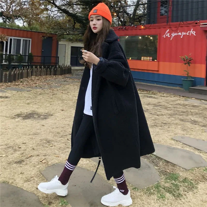 Women's Lamb Fur Coat Warm Autumn Winter Outerwear Jacket