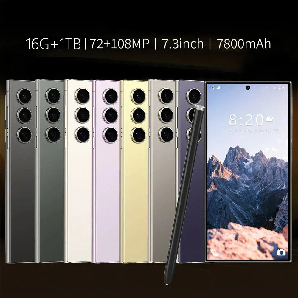 New Android Smartphone 7.3HD 5G Snapdragon 8 Gen 3 Cell phones 7800mAh Mobile