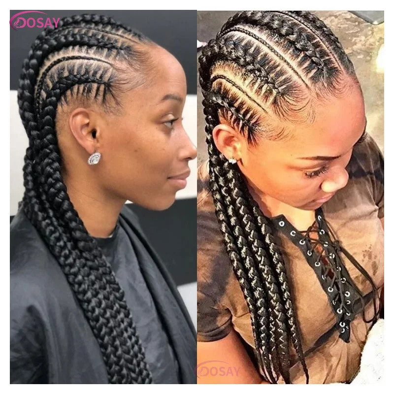 36" Cornrows Box Synthetic Hair Braided Wigs #27 Blonde Knotless Full Lace